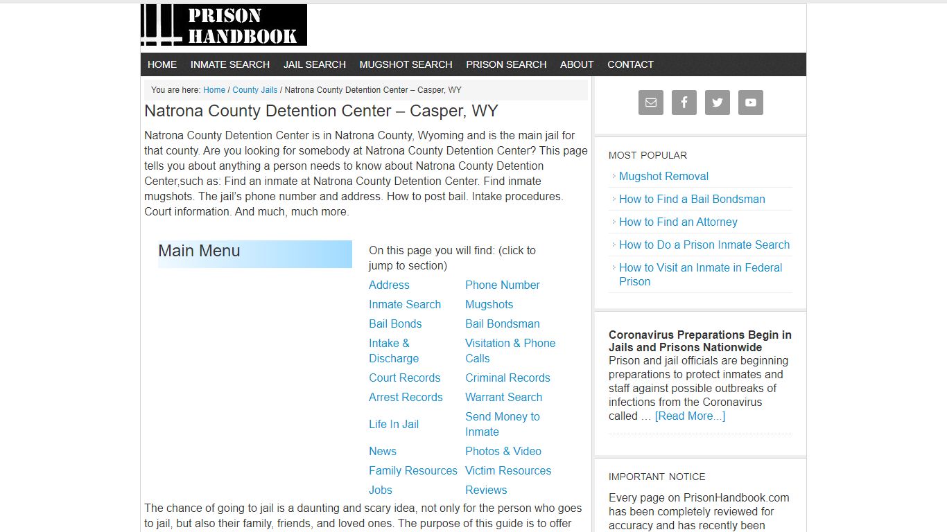 Natrona County Detention Center – Casper, WY - Prison Handbook