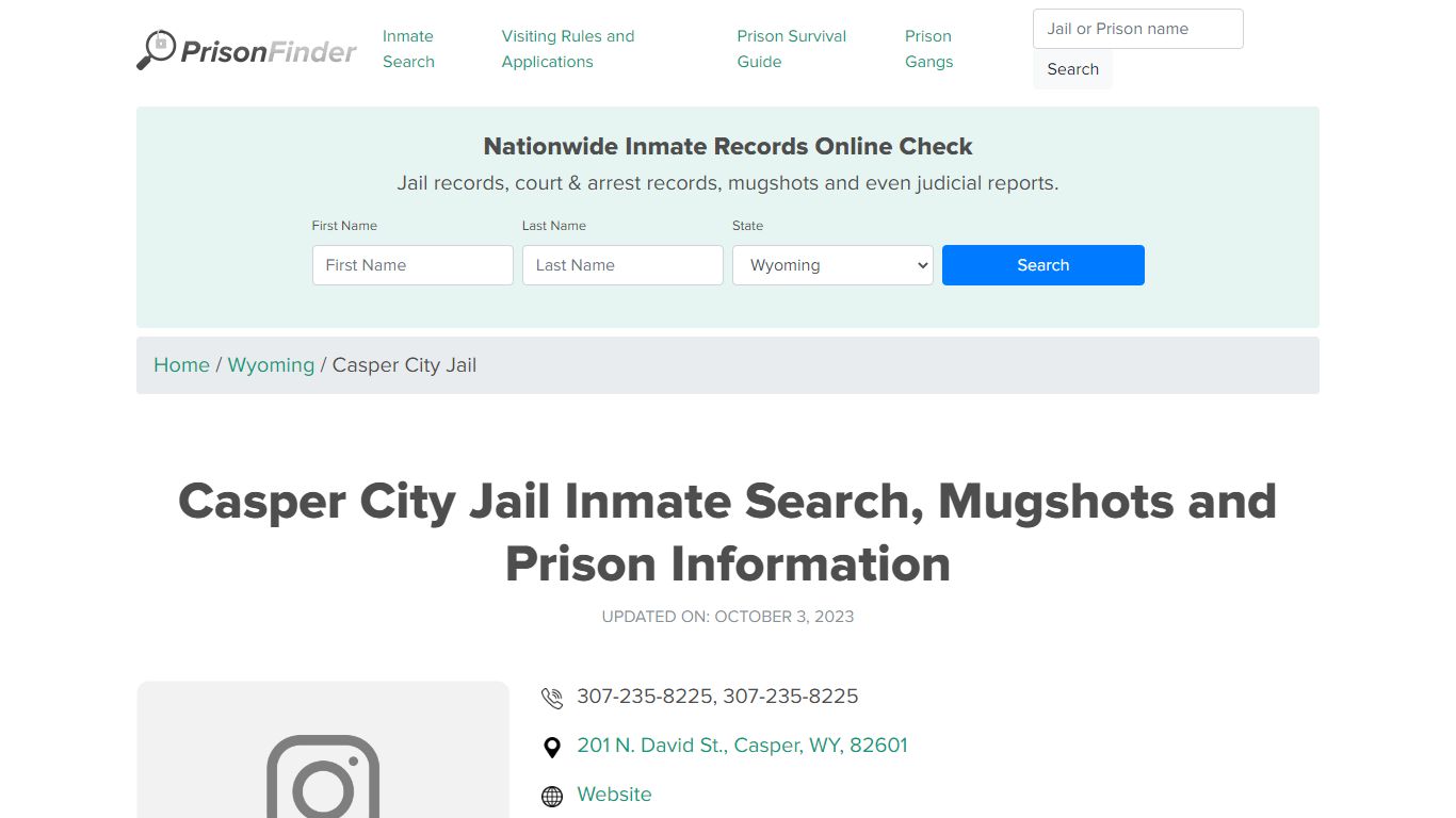 Casper City Jail Inmate Search, Mugshots, Visitation, Phone no ...